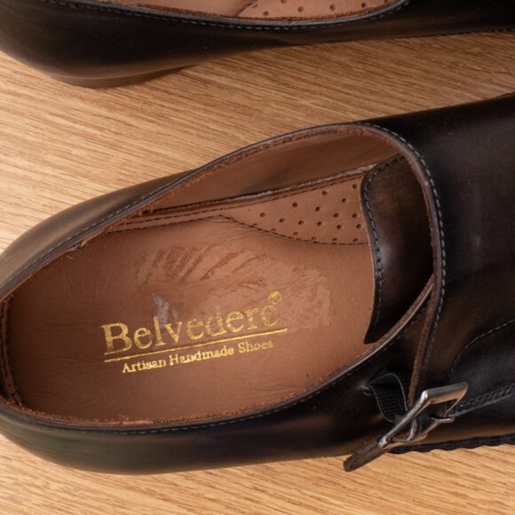 Belvedere Brown Double Monk Strap Buckle Men\'s 11 Leather Shoes Handmade Italy main image 10